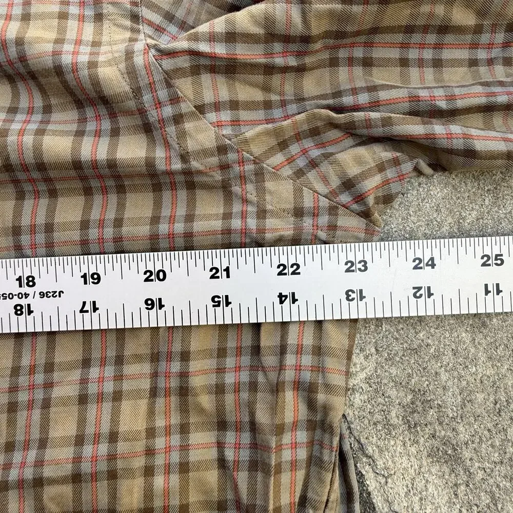Ralph Lauren Shirt Men Large Brown Olive Plaid Button Up Long Sleeve 100% Cotton